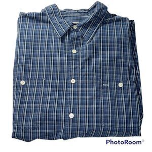 Arizona Jean Co. Men’s Long Sleeve Button Down Dress Shirt Plaid Blue Size XL